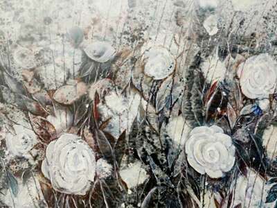 Ölbilder "Weiße Rosen" Öl auf Leinwand, 100x200cm