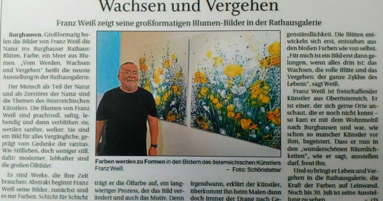 Titelbild: Artikel Passauer neue Presse über die Ausstellung in der städtischen Galerie Burghausen
